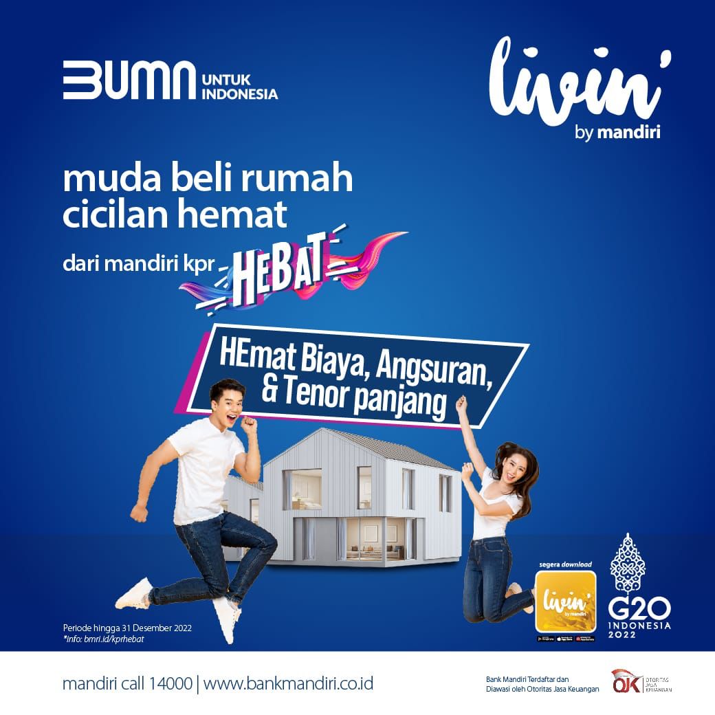Bank Mandiri mempunyai program KPR Hebat*, KPR Hemat Biaya, Hemat Angsuran dan Tenor panjang